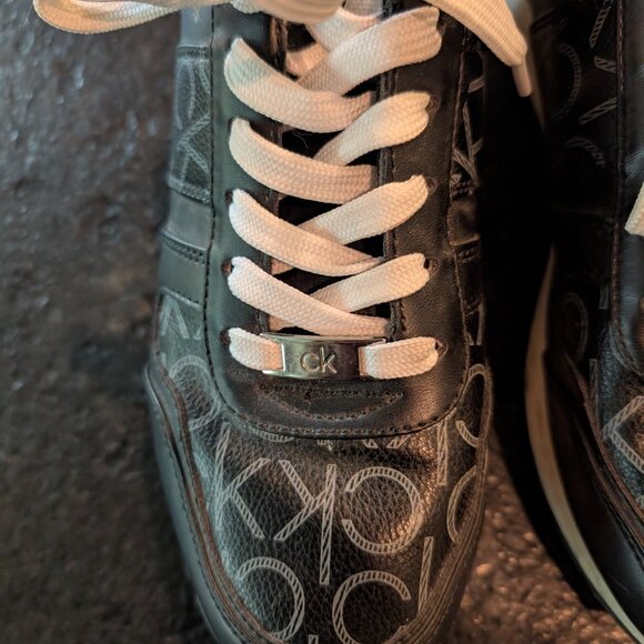 Calvin Klein Clery Espresso Leather Logo Sneakers Size Women's Size 9 - Picture 6 of 9